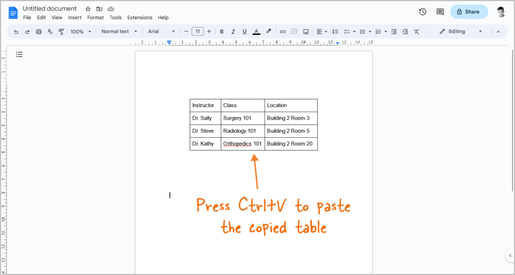 How to Paste Tables in Google Docs